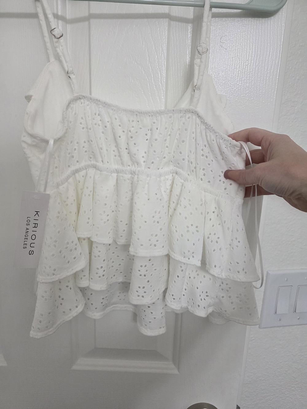 White Eyelet Ruffle Cami - Picture 9 of 11